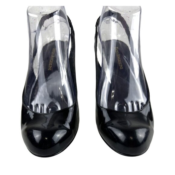 Enzo Angiolini Black Patent Leather Preppy Classic Chic Slingback Stilettos 7.5M - Picture 4 of 15